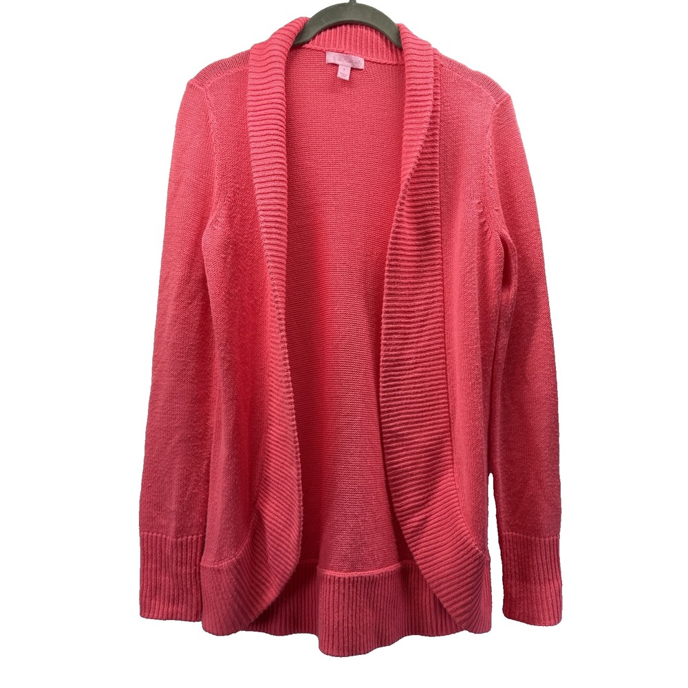 Lilly Pulitzer Women's Cardigan Sweater Sz S Pink Open Long Sleeves Shawl Collar